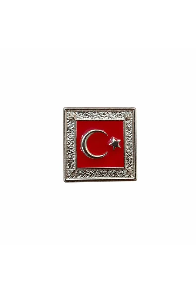 Türk Bayrağı Gümüş-Kırmızı Kare Çerçeve ürün görseli 1