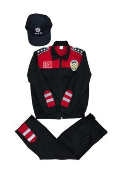 Çocuk Yunus Polis Kıyafeti SİYAH 9-10 Yaş ürün görseli 1