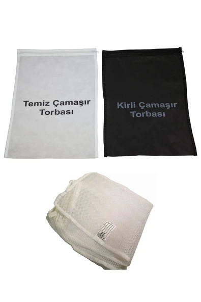 Kirli Temiz Torbası Çamaşır Filesi Torbaları Set ürün görseli 1