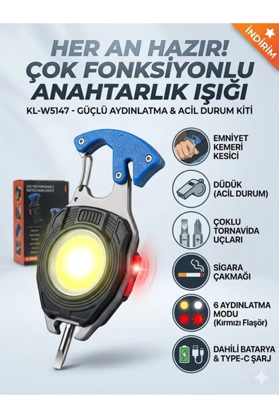 AskerlikPaketi Çok Fonksiyonlu - Şarjlı - Anahtarlık - çakmaklı - kamp feneri ürün görseli 1