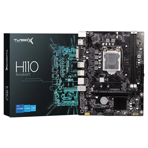 Turbox TitanX D3 H110 Sata,M2 Ddr3 Usb 3.0 Dvı Hdmi Ses G.Lan 1151P 6.7.8.9 Gen Anakart ürün görseli 1