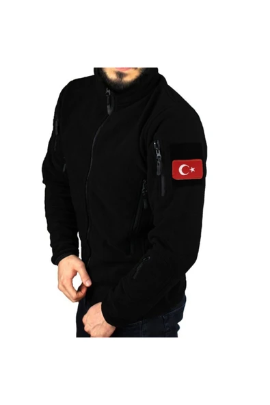 Siyah Taktik Polar Mont 5 Cepli Slim Fit Polar Mont Askeri Polar Mont ürün görseli 1