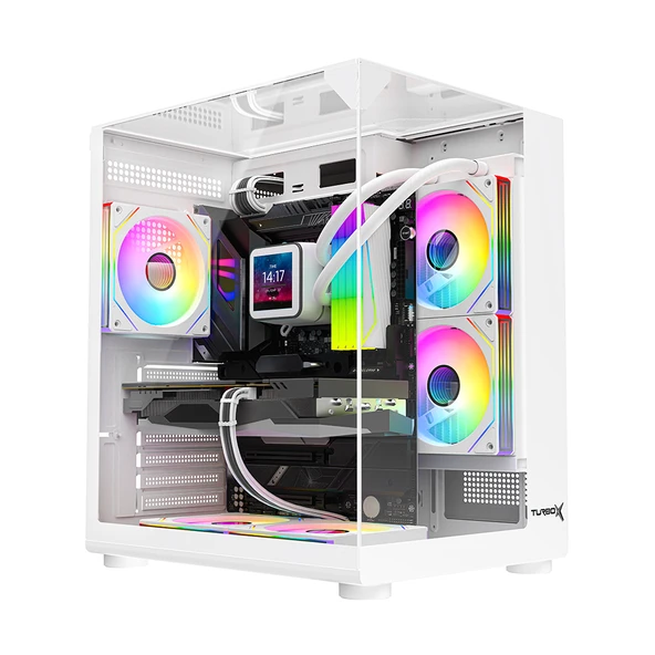 Turbox Teras Akvaryum Cam Tasarım Beyaz 4XARGB Fan 500W PSU USB 3.0 ATX Oyuncu Bilgisayar Kasası ürün görseli 1