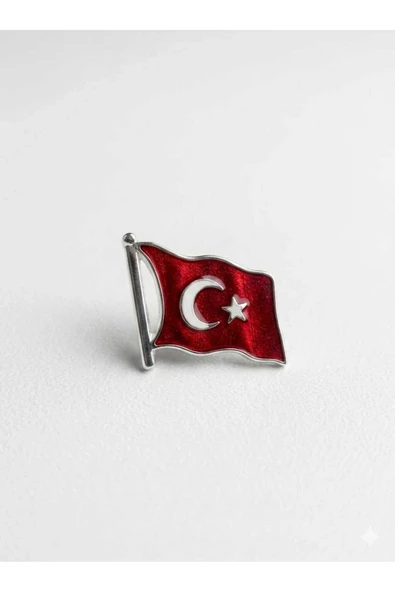 Erkek Kırmızı Dalgalı Türk Bayrağı Yaka Rozeti ürün görseli 1
