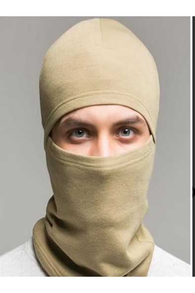 Kum Renk Soğuğa Karşı Korumalı Unisex Termal Kar Maskesi, Şapka ürün görseli 1