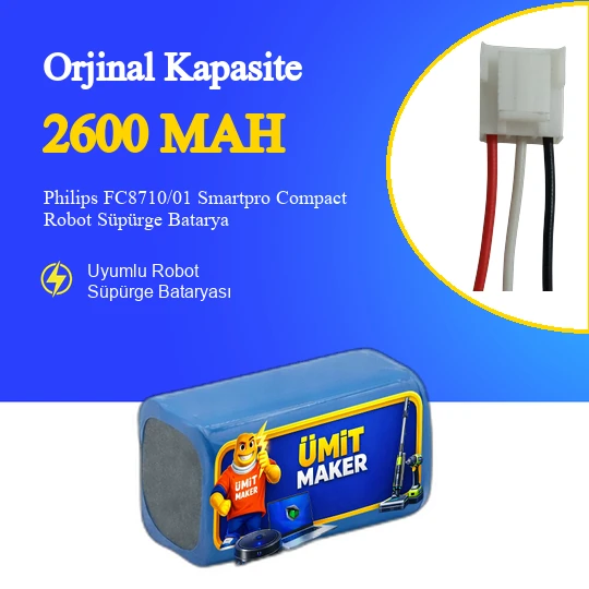 Philips FC8710/01 Smartpro Compact Robot Süpürge 2600 mAh 14.4V Batarya – Orjinal Uyumlu Uzun Ömürlü, Yüksek Performans Pil ürün görseli 1