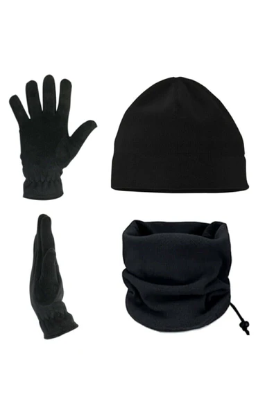 Polar Boyunluk-eldiven-bere 3lü Kışlık Set Siyah ürün görseli 1