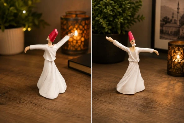 Semazen Biblo Dekoratif Obje Beyaz Mini Masa Üstü Süs Biblosu ürün görseli 1