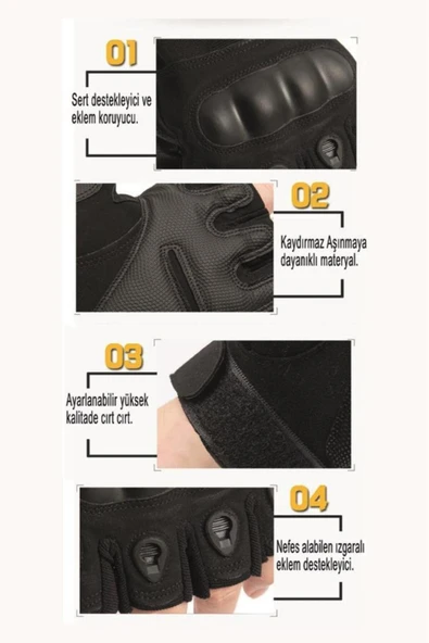 BlackHawk Kemikli Taktik Eldiven Siyah - Resim 5