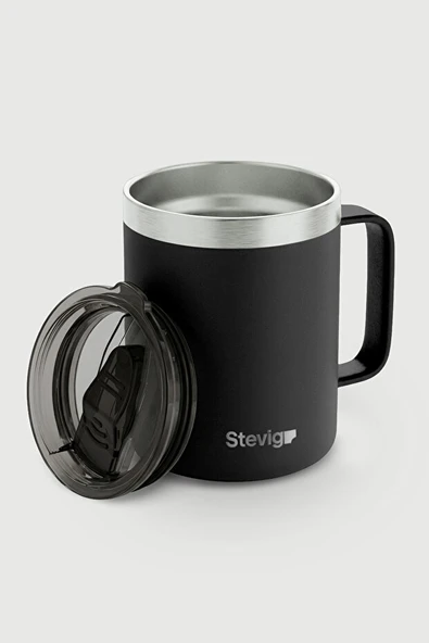 STEVIG 1 CAP DAİLY MUG KUPA ÇELİK TERMOS 350 ML BLACK ST-265 ürün görseli 1