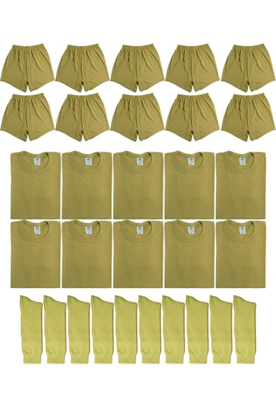 Askeri Fanila Boxer Çorap Set 10lu Yeni Tip Haki ürün görseli 1