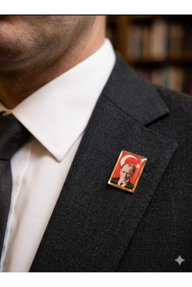Atatürk Yaka Rozeti Kırmızı Çerçeve ürün görseli 1