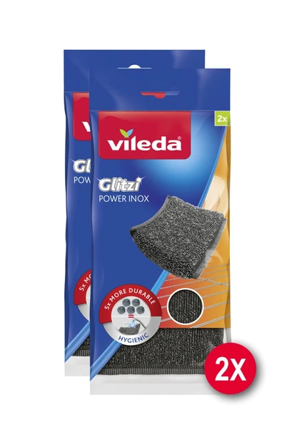 Vileda Glitzi Power Pad Inox Paslanmaz Çelik Bulaşık Teli 2'li x 2 Paket ürün görseli 1