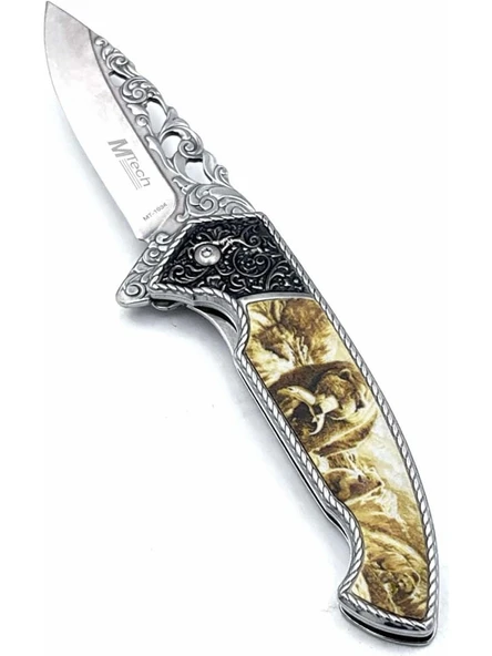 Outdoor Kamp İçin Ayı Desenli İşlemeli Model 21 cm Çakı ürün görseli 1