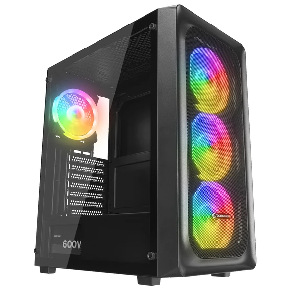 Rampage ARMOR V2 600W 80 Plus Bronze Temper Camlı 4*12cm RGB Fan Gaming Oyuncu Kasası ürün görseli 1
