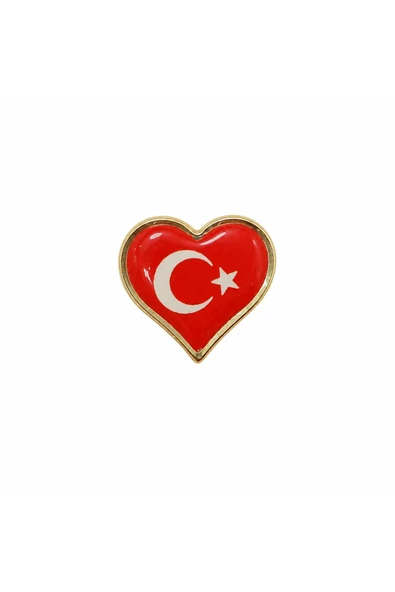 Türk Bayrağı Kalp Yaka Rozeti ürün görseli 1
