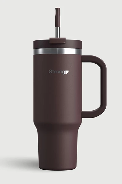 Stevig 2 Moods Tuck-in Tumbler Sızdırmaz Çelik Termos 900 ML Chocolate Plum ST-238 ürün görseli 1