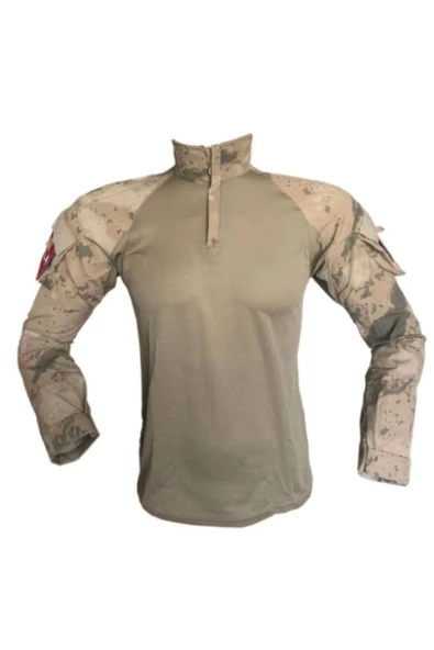 Kamuflaj Desen Kum Rengi Sarı Askeri Combat Tişört ürün görseli 1