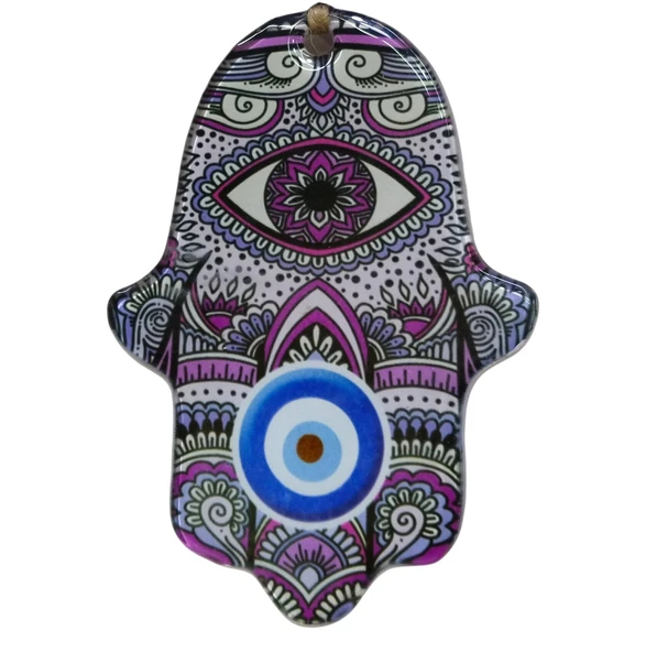 10x15 cm Cam Fatma Ana Eli Duvar Süsü - Nazarlık Motifli Mini Boy Otantik Duvar Dekoru - Askılı Hamsa Eli Ev Hediyesi ürün görseli 1
