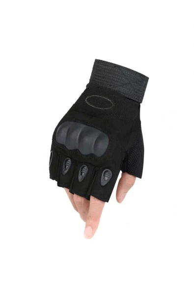 Unisex Siyah Yarım Parmak Taktik Eldiven ürün görseli 1