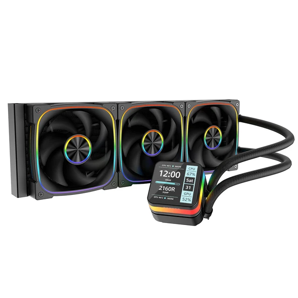 Dragos Rock LCD Ekranlı 360mm ARGB Siyah İşlemci Sıvı Soğutucu ürün görseli 1