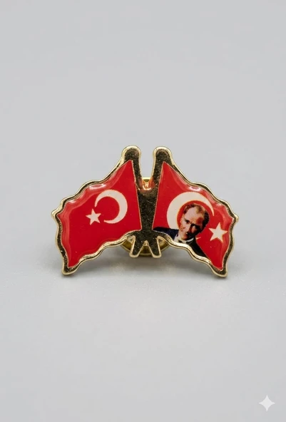 Atatürk Ve Türk Bayrağı Yaka Rozeti ürün görseli 1