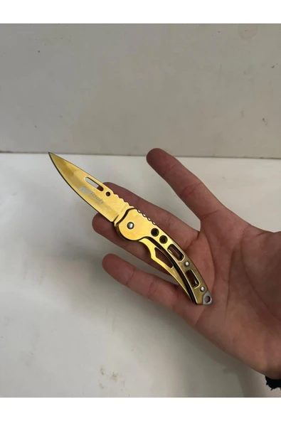 Altın Sarısı Kemer Klipsli Cep Çakısı 16 cm ürün görseli 1