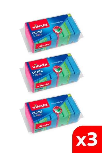 Vileda Çizmez Colors Renkli Temizlik Süngeri 4'lü x 3 Paket ürün görseli 1