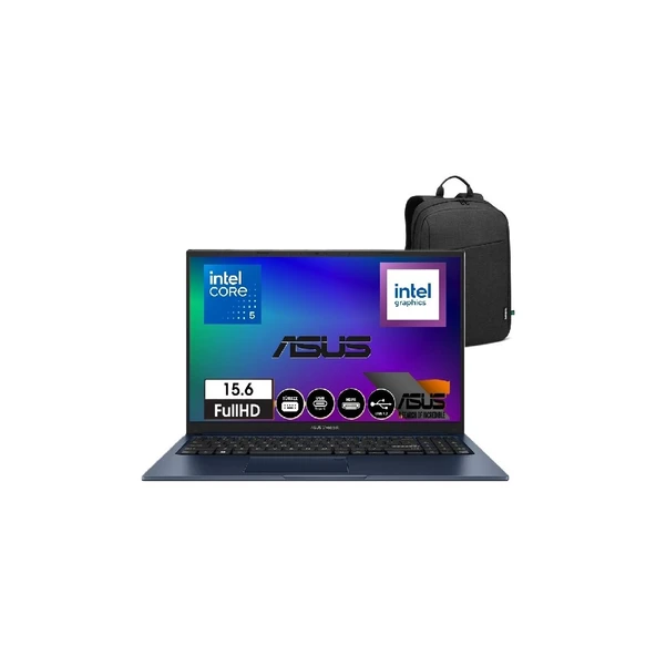 Vivobook 15 X1504VA-NJ3665S1 Intel Core 5 120U 16GB 512GB SSD Intel Graphics 15,6" Fhd Windows 11 Pro Taşınabilir Bilgisayar Snertech Çantaa ürün görseli 1