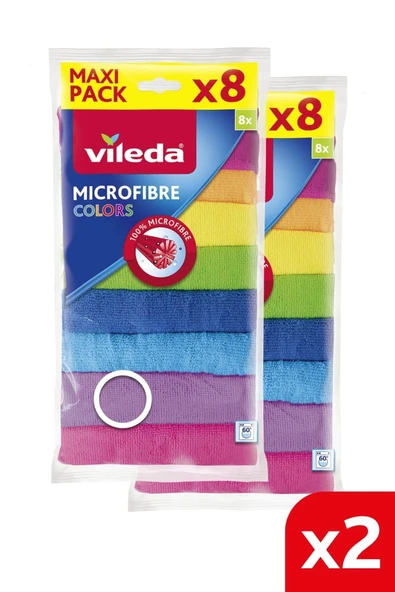 Vileda Mikrofiber Colors Renkli Temizlik Bezi 8'li x 2 Paket ürün görseli 1