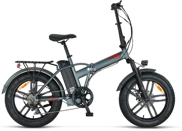 MOSSO IGNERA-RR ELEKTRİKLİ KATLANIR BİSİKLET 420H HD 20 JANT 7 VİTES MAT ANTRASİT KIRMIZI ürün görseli 1
