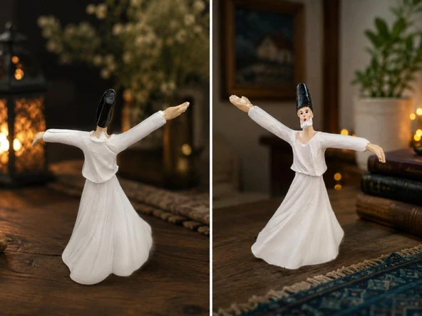 Semazen Biblo Dekoratif Obje – Beyaz Tasarım Masa Üstü Dekor ürün görseli 1