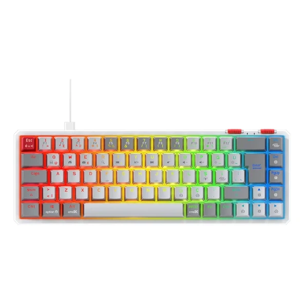 Rampage Yoru Mini RGB Red Switch Mekanik BeyazGri Type-C Kablolu Gaming Klavye ürün görseli 1