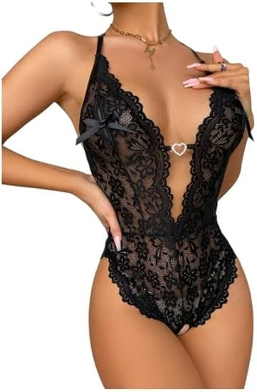 Kadın Dantel Bodysuit Transparan ürün görseli 1