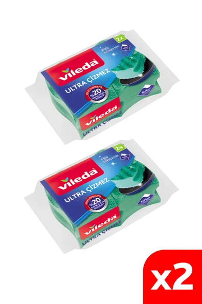 Vileda Ultra Çizmez Oluklu Temizlik Süngeri 2'li x 2 Paket ürün görseli 1