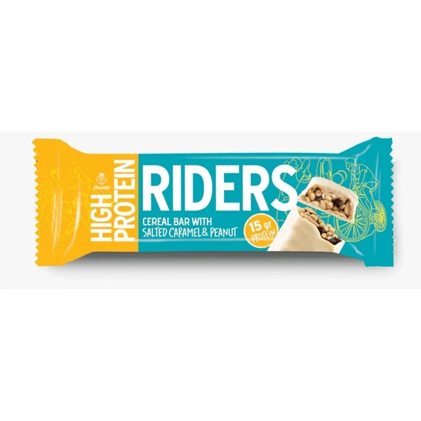 RIDERS HIGH PROTEIN BAR YER FISTIKLI TAHILLI TUZLU KARAMELLİ 50GR ürün görseli 1
