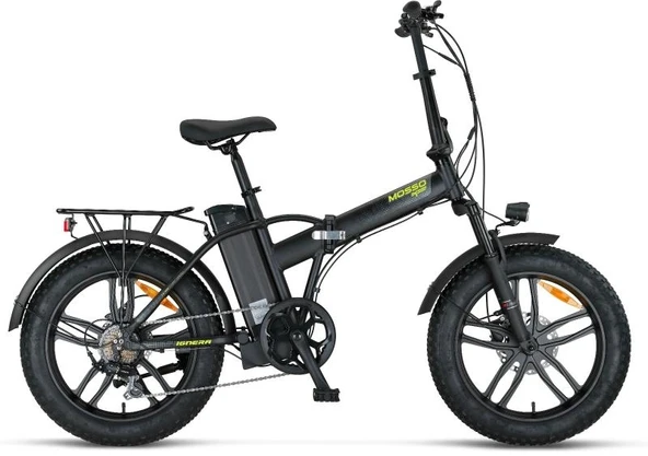 MOSSO IGNERA-RR ELEKTRİKLİ KATLANIR BİSİKLET 420H HD 20 JANT 7 VİTES MAT SİYAH LIME ürün görseli 1