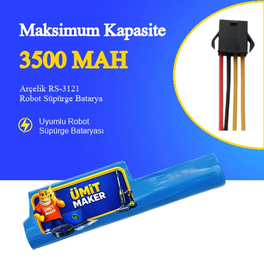 Arçelik RS-3121 Robot Süpürge 3500 Mah 10.8 V Batarya – Orjinal Uyumlu Uzun Ömürlü, Yüksek Performans Pil ürün görseli 1
