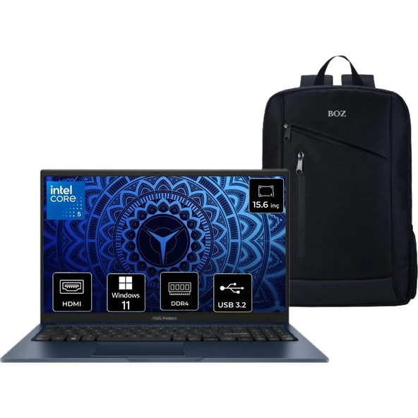 Vivobook 15 X1504VA-BQ5382W Intel Core 5 120U 16GB 512GB SSD Windows 11 Home 15.6" Fhd +Boz Çanta Hediye ürün görseli 1