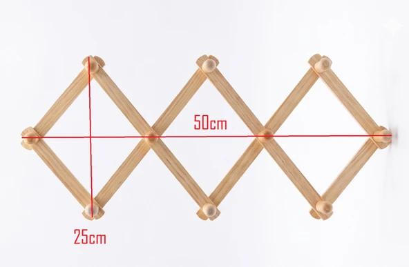 Askılık Ahşap Akordiyon Duvar-Kapı Askılığı 50x25cm - Resim 3