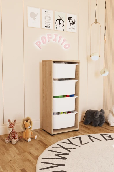 POFİTTO 4 Derin Sepetli Dolap Oyuncak Dolabı Çok Amaçlı Mutfak Kiler Banyo Dolabı Safir ürün görseli 1