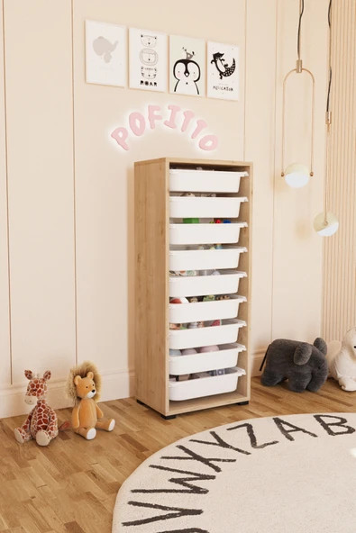 POFİTTO 9 Sepetli Dolap Oyuncak Dolabı Çok Amaçlı Mutfak Kiler Banyo Dolabı Safir ürün görseli 1