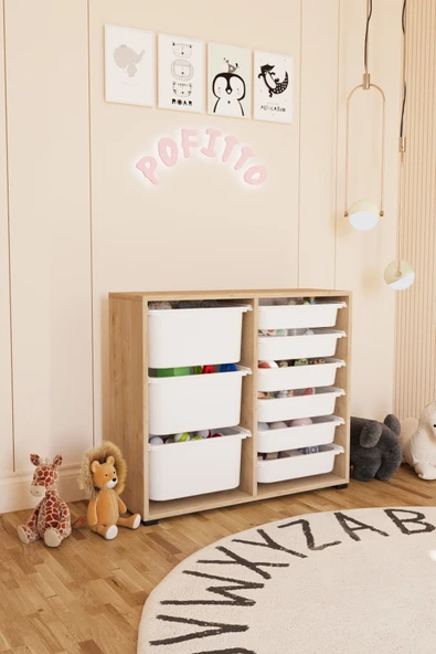 POFİTTO 3 Derin 9 Sepetli Dolap Oyuncak Dolabı Çok Amaçlı Mutfak Kiler Banyo Dolabı ürün görseli 1