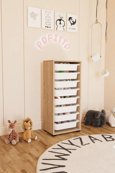 POFİTTO 8 Sepetli Dolap Oyuncak Dolabı Çok Amaçlı Mutfak Kiler Banyo Dolabı Safir ürün görseli 1