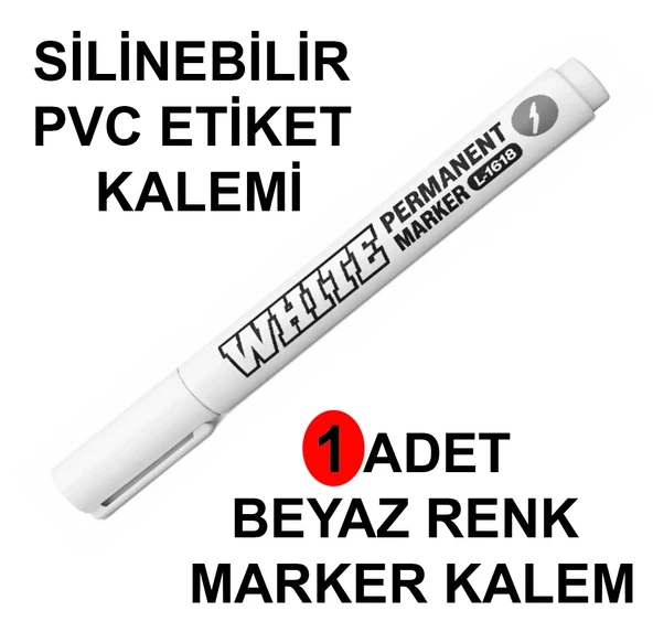 Siyah PVC Etiket Kalemi Beyaz Renk Yaz-Sil Etiket Kalemi 1 Adet Beyaz Marker Silinebilir Etiket Yazı Kalemi ürün görseli 1