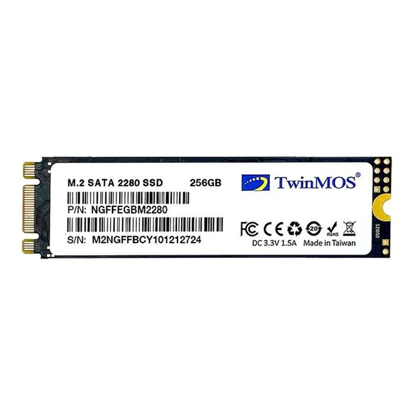 Twinmos NGFFEGBM2280 SATA 3.0 256 GB M.2 SSD ürün görseli 1