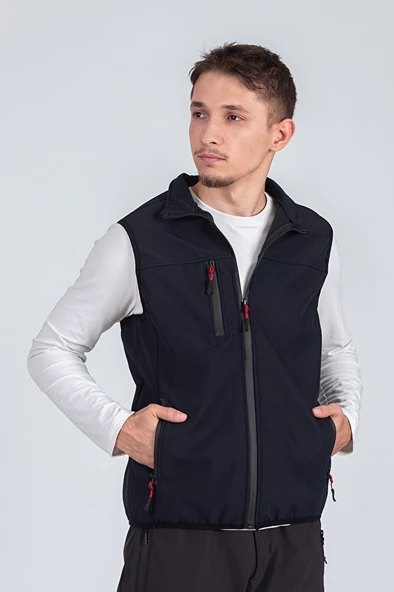 Softshell Dik Yaka Erkek Yelek - Resim 5
