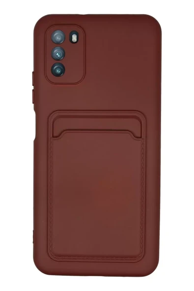 Newface Xiaomi Pocophone M3 Kılıf Kelvin Kartvizitli Silikon - Bordo ürün görseli 1