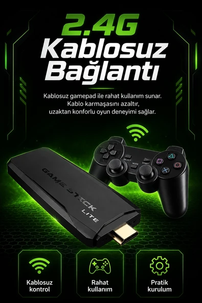 TV Uyumlu Kablosuz Oyun Konsolu Çift Gamepadli Klasik Arcade Oyun Cihazı Seti ürün görseli 1