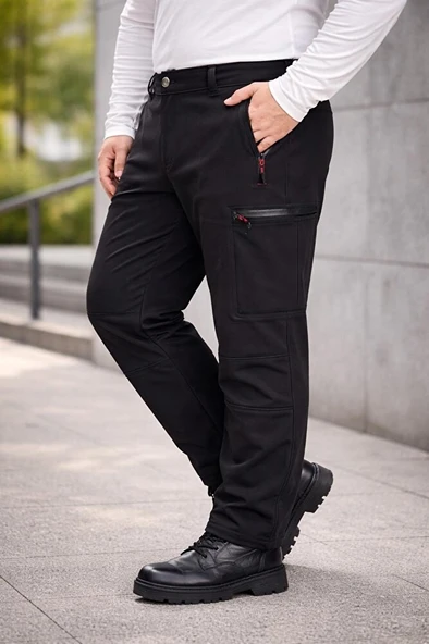 Büyük Beden Erkek Softshell Pantolon Su İtici Rüzgar Geçirmez ürün görseli 1